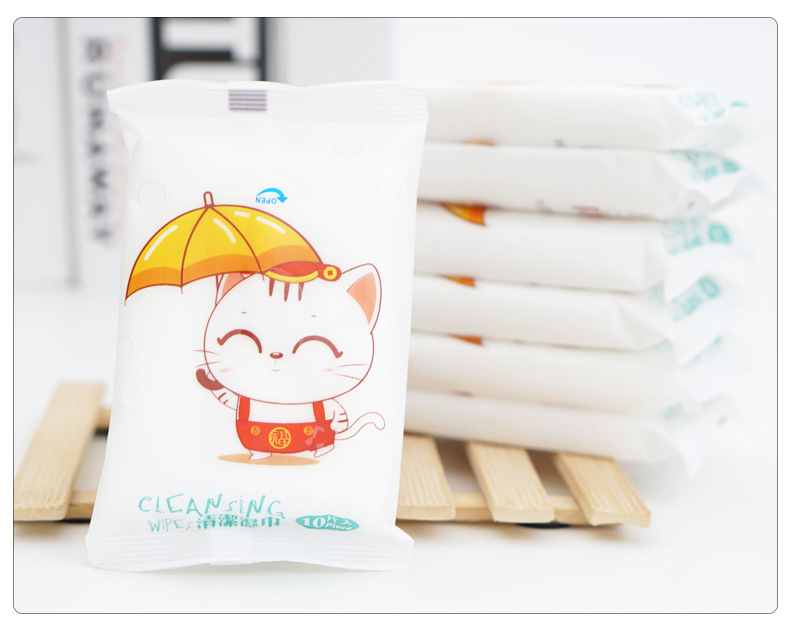 Wet Wipes Baby Removable Portable Small Bag Wet Wipes 10 Pieces Disposable Cleaning Wet Wipes Mother and Baby Gifts