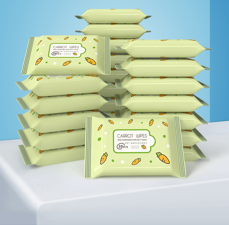 Wet Wipes Baby Removable Portable Small Bag Wet Wipes 10 Pieces Disposable Cleaning Wet Wipes Mother and Baby Gifts