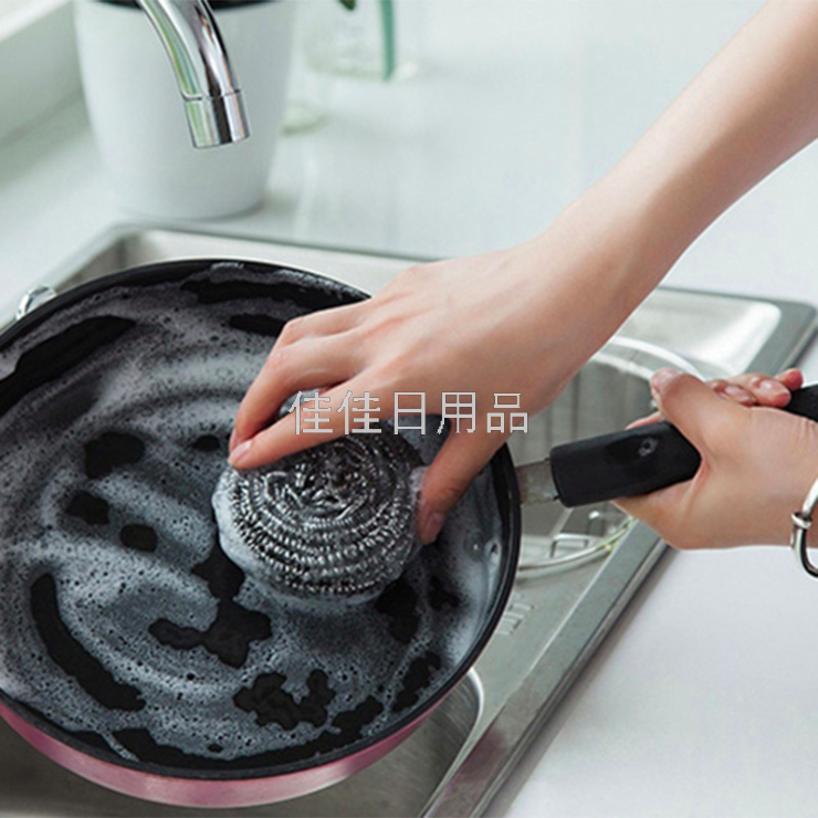 Factory Direct Sales Stainless Steel Steel Wire Flat Ball Cleaning Ball Washing Pot Kitchen Cleaning Products 18g6 Pack