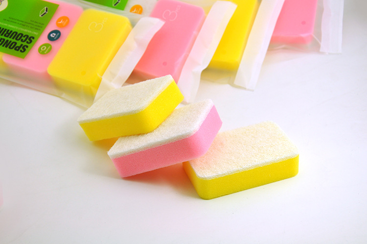 Sunday high temperature resistant sponge 3PCS white yellow white washing dishes in the kitchen cleaning products Sunday high temperature resistant sponge 3PCS white yellow white washing dishes in the kitchen cleaning products