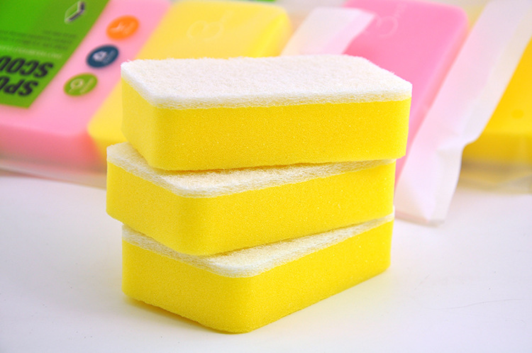 Sunday high temperature resistant sponge 3PCS white yellow white washing dishes in the kitchen cleaning products Sunday high temperature resistant sponge 3PCS white yellow white washing dishes in the kitchen cleaning products