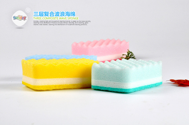 Sunday three layer wave sponge 1 pieces, kitchen cleaning products exported to Japan South Korea Sunday three layer wave sponge 1 pieces, kitchen cleaning products exported to Japan South Korea