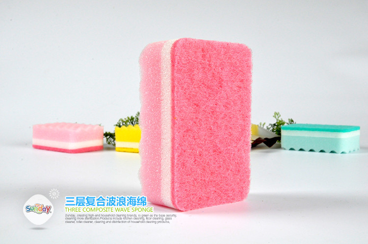 Sunday three layer wave sponge 1 pieces, kitchen cleaning products exported to Japan South Korea Sunday three layer wave sponge 1 pieces, kitchen cleaning products exported to Japan South Korea