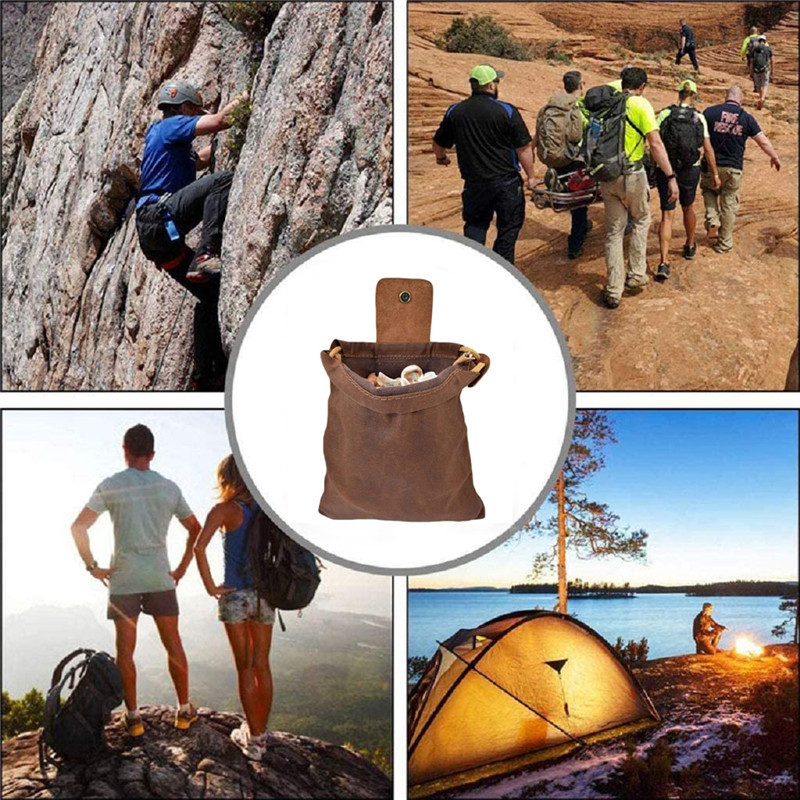 Camping Outdoor Foraging Bag Foraging Bag Wild Fruit Storage Bag Cowhide Waist Hanging Jungle Tool Storage Bag