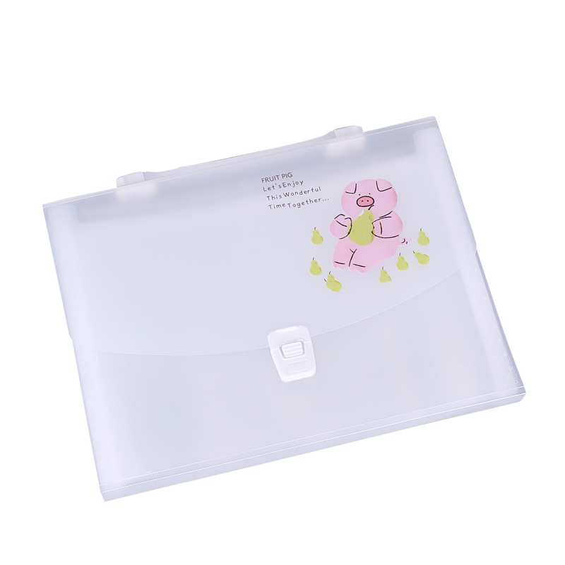 13-Grid Portable Pp Cartoon Organ Bag A4 Multi-Layer Folder Test Paper Clip File Bag Ticket Clips Storage Bag