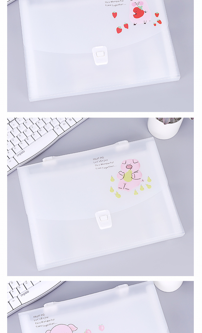 13-Grid Portable Pp Cartoon Organ Bag A4 Multi-Layer Folder Test Paper Clip File Bag Ticket Clips Storage Bag