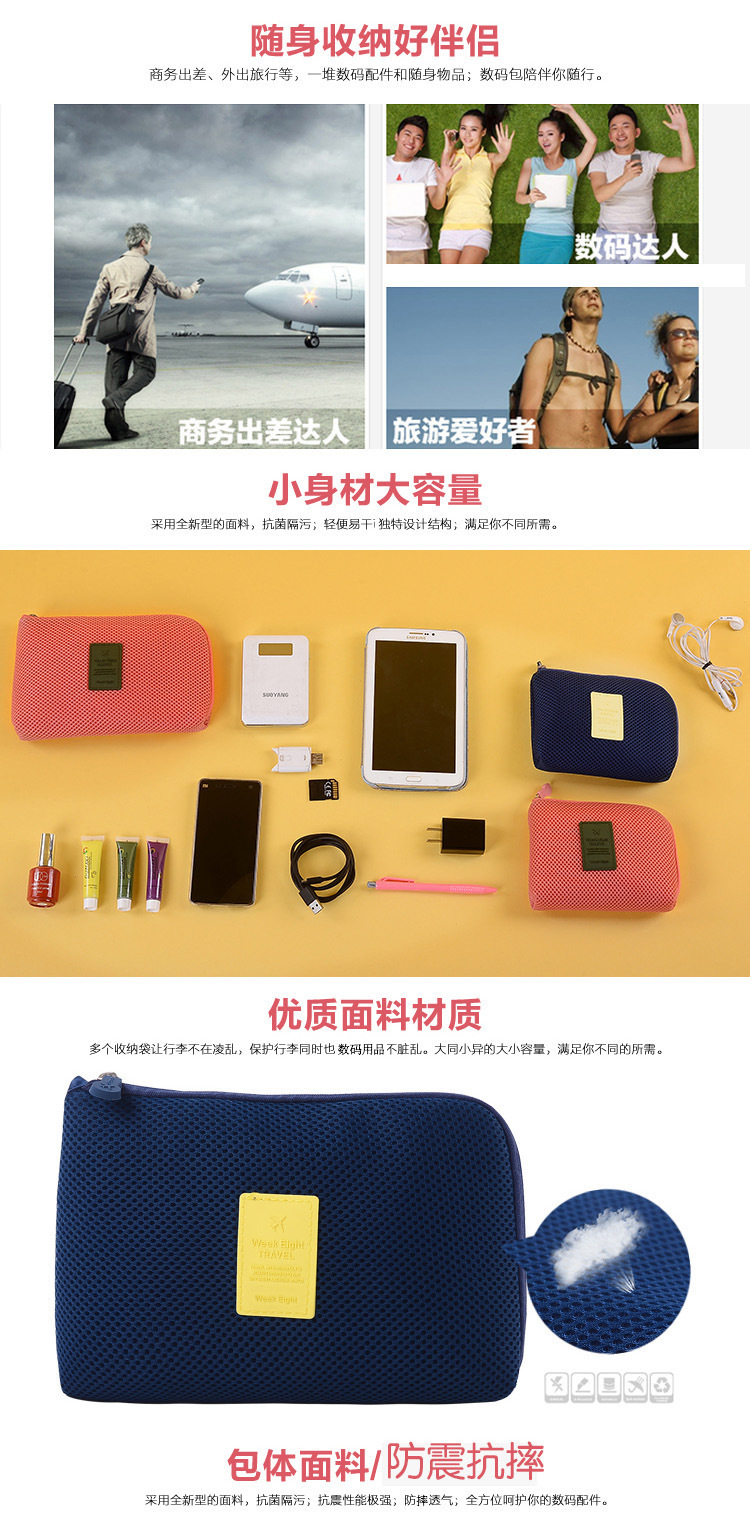 Xingtu Shockproof Mesh Travel Digital Storage Bag Mobile Phone Data Cable Storage Bag Earphone Data Cable Buggy Bag