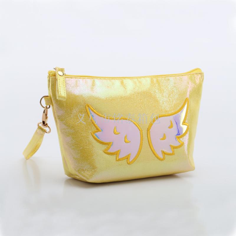 Hot-selling crackle sail bag dazzle color cloth art cosmetic bag angel wing portable storage bag with copyright patent