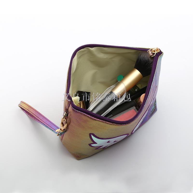 Hot-selling crackle sail bag dazzle color cloth art cosmetic bag angel wing portable storage bag with copyright patent