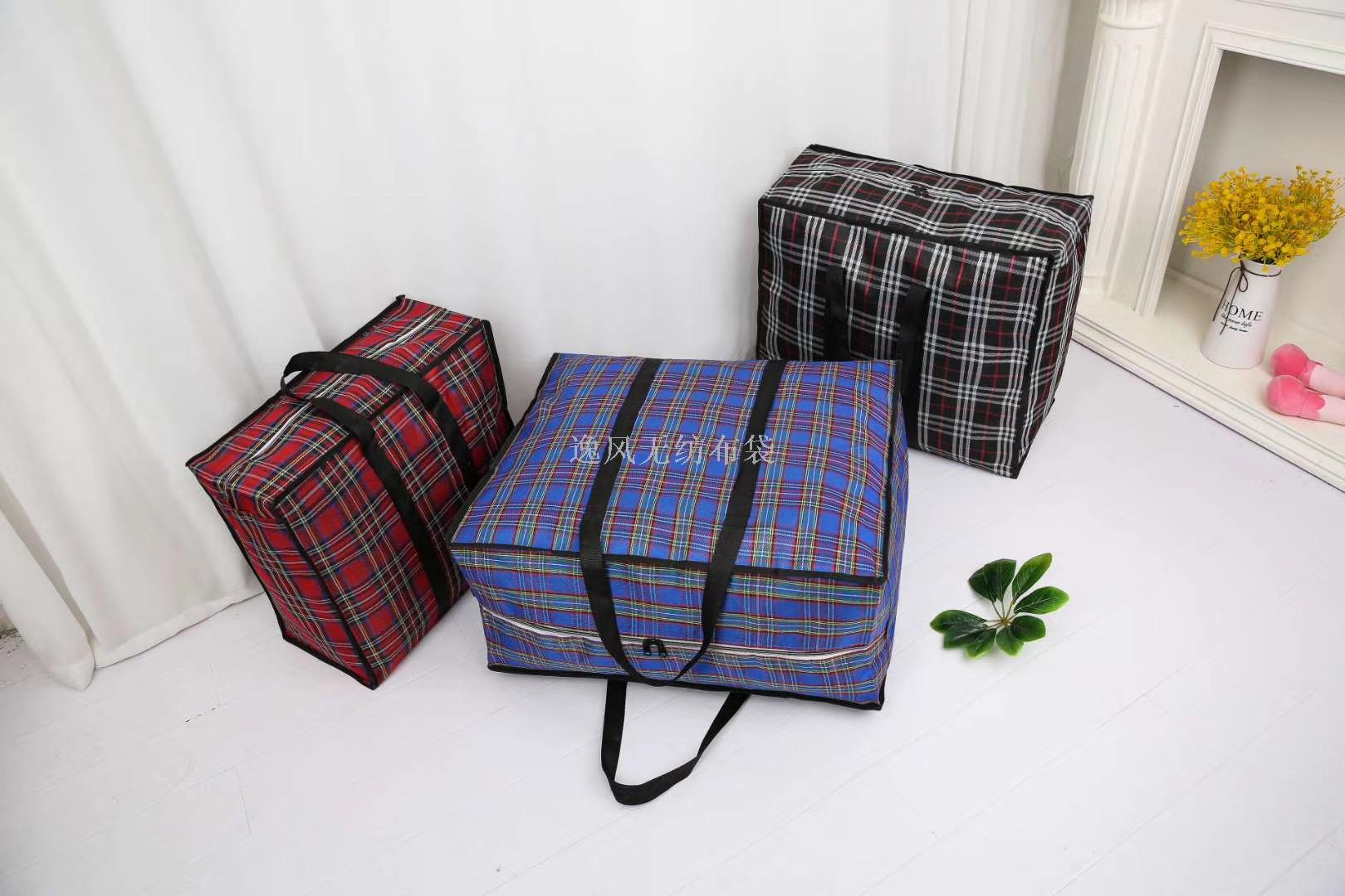 Plaid Oxford Cloth Quilt Clothing Storage Bag Large Capacity Moving Organizing Folders