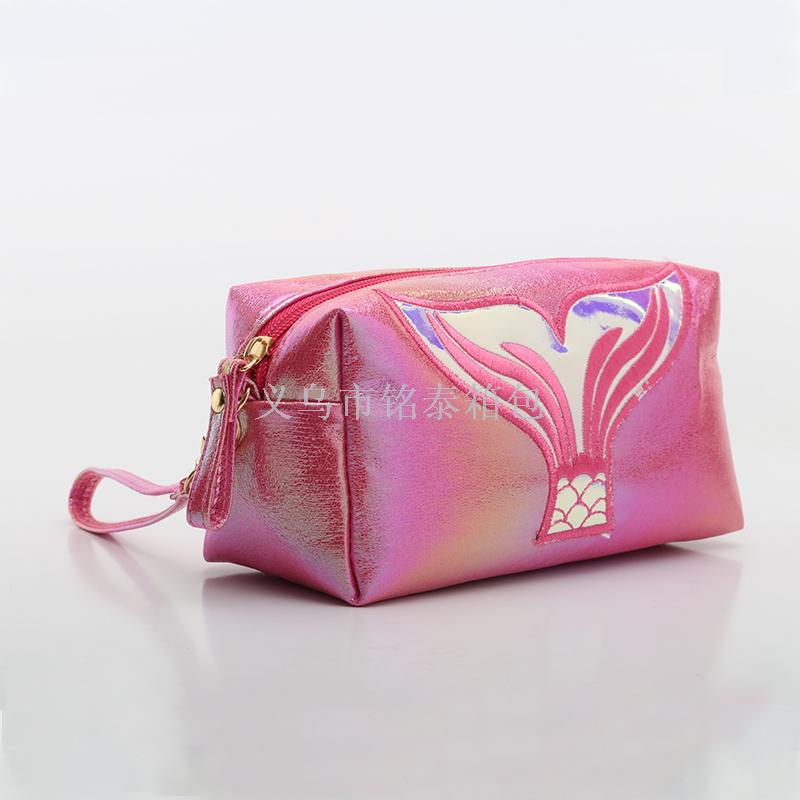 Cross-border hot style crack fish tail prince bag ladies cosmetics bag portable storage bag manufacturers direct sales