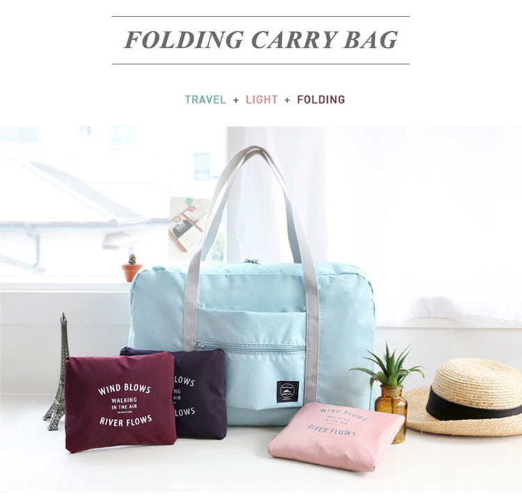 Korean Style Jacquard Luggage Bag Handbag Nylon Folding Travel Bag Large-Capacity Luggage Bag Factory Wholesale