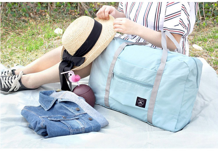 Korean Style Jacquard Luggage Bag Handbag Nylon Folding Travel Bag Large-Capacity Luggage Bag Factory Wholesale