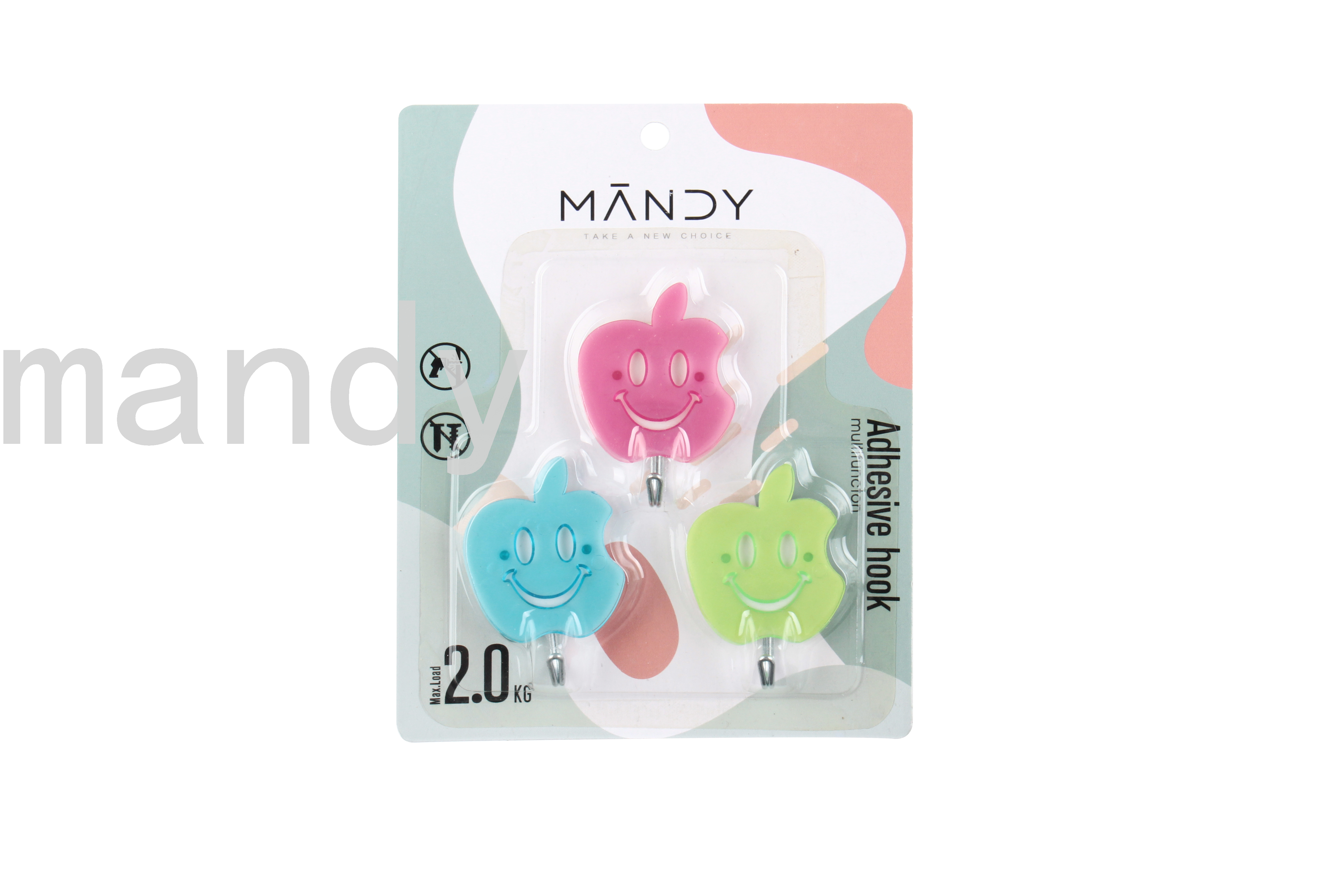 [Mandi Home] Cartoon Iron Hook Plastic Hook Bathroom Kitchen Hook Sticky Hook Strong Load-Bearing Punch-Free