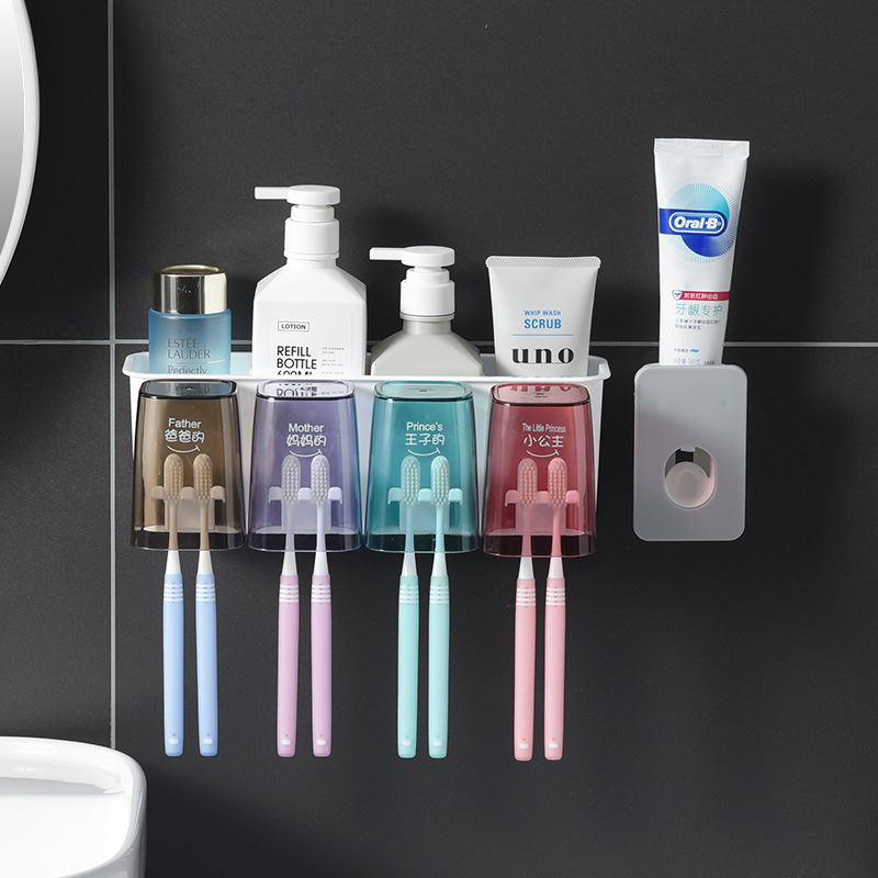 Suction Wall-Mounted Toothbrush Rack Cup Wall-Mounted Toothbrush Cup Holder Toilet Tooth Glass