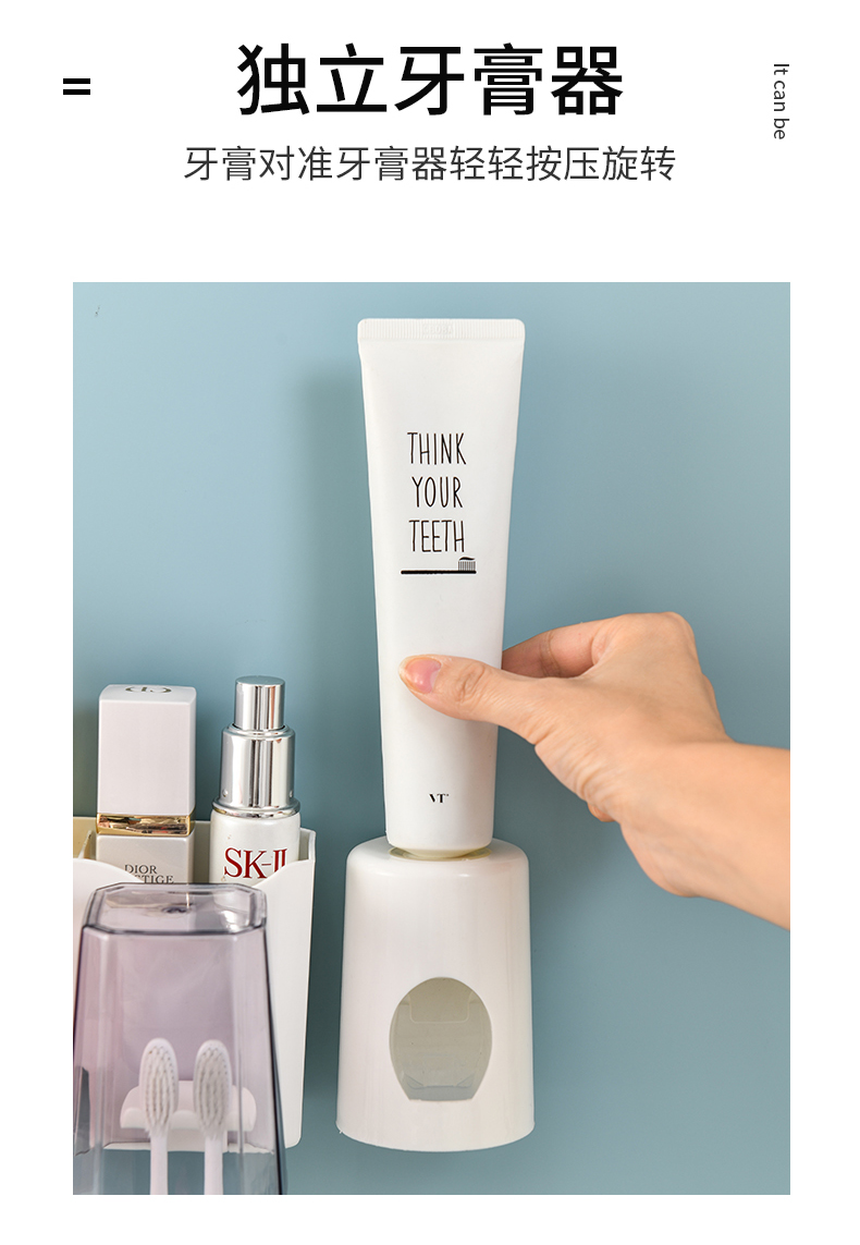 Toothbrush Holder Rack Punch-Free Gargle Cup Tooth Cup Wall-Mounted Bathroom Tooth Glass Toothbrush Holder Rack Punch-Free Gargle Cup Tooth Cup Wall-Mounted Bathroom Tooth Glass