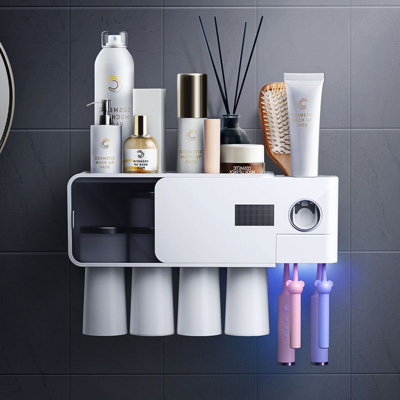Smart Toothbrush Sterilizer UV Sterilization Toothbrush Holder Wall Hanging Tooth Glass Suit Household Storage Rack