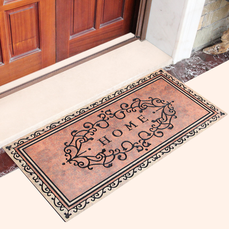 European-Style Rubber Flocking Door Mat Villa Floor Mat Doormat Plastic Door Earth Removing Mat Household Non-Slip Mat