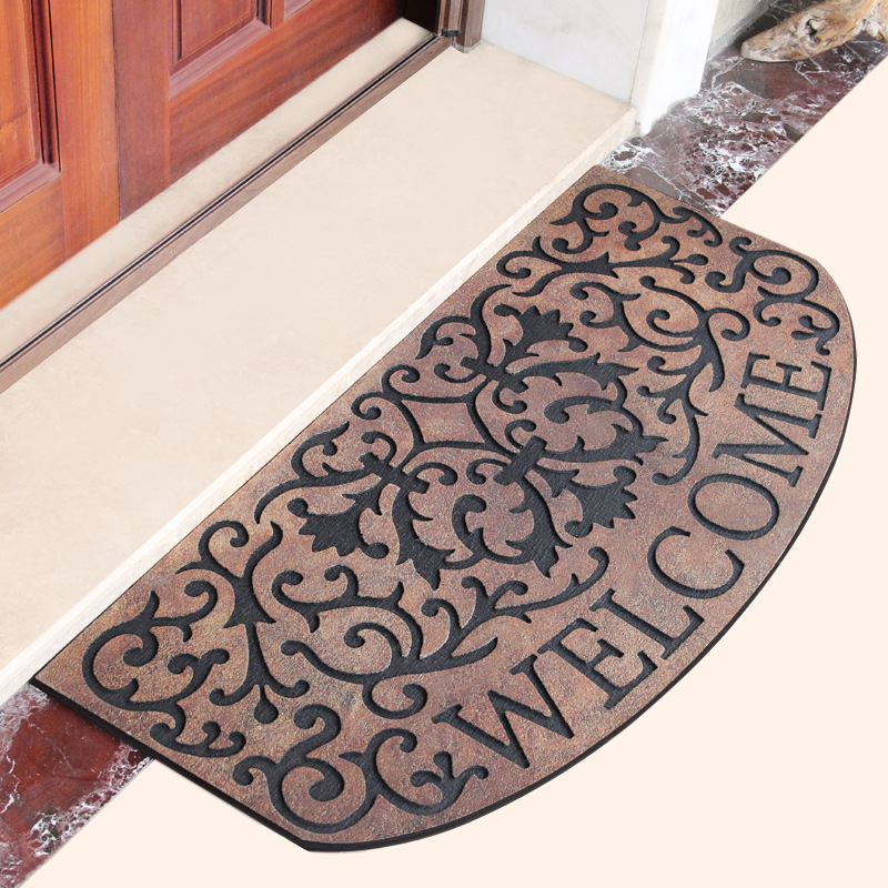 European-Style Rubber Flocking Door Mat Villa Floor Mat Doormat Plastic Door Earth Removing Mat Household Non-Slip Mat