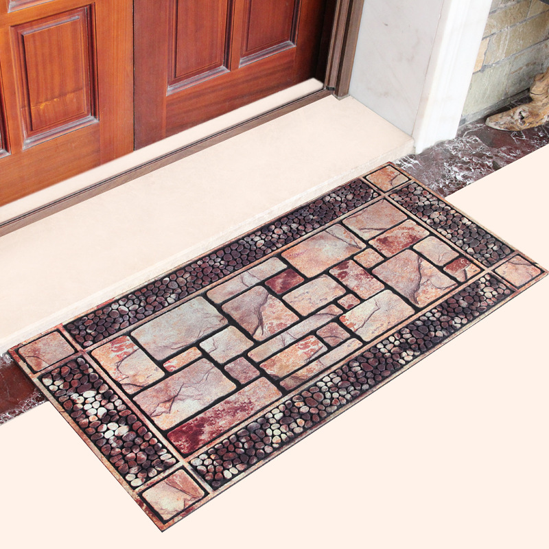 European-Style Rubber Flocking Door Mat Villa Floor Mat Doormat Plastic Door Earth Removing Mat Household Non-Slip Mat