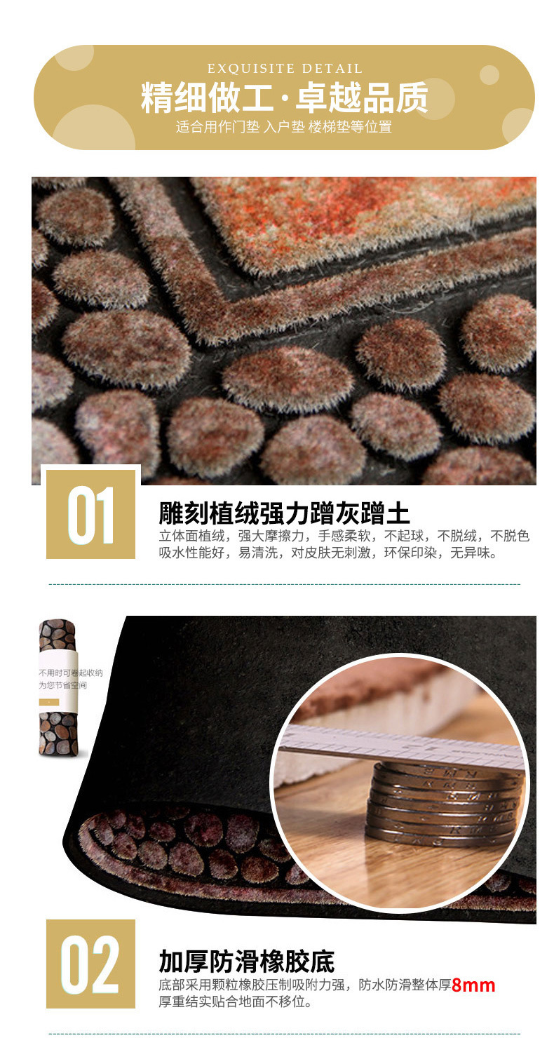 European-Style Rubber Flocking Door Mat Villa Floor Mat Doormat Plastic Door Earth Removing Mat Household Non-Slip Mat European-Style Rubber Flocking Door Mat Villa Floor Mat Doormat Plastic Door Earth Removing Mat Household Non-Slip Mat