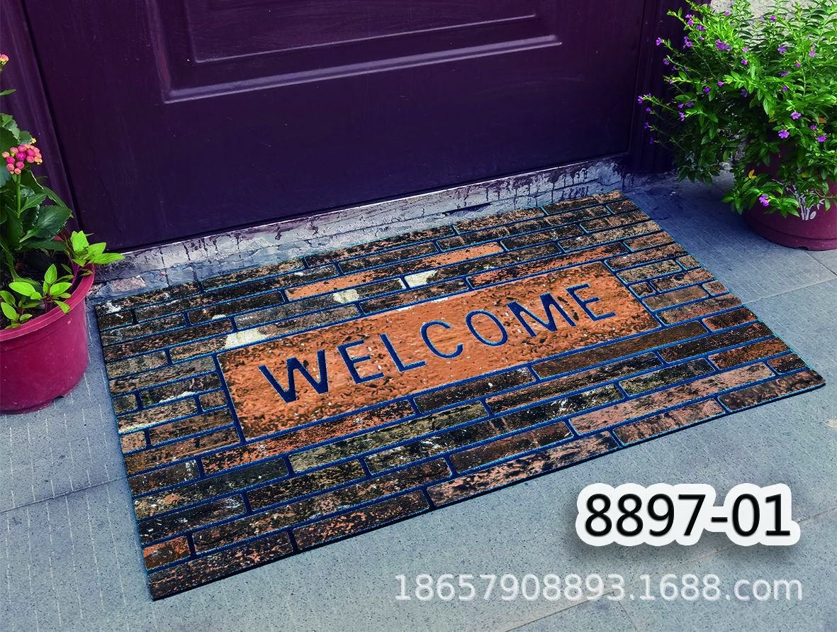 Cross-Border European and American Flocking Mat Rubber Floor Mat Door Mat Non-Slip Mat Factory Wholesale