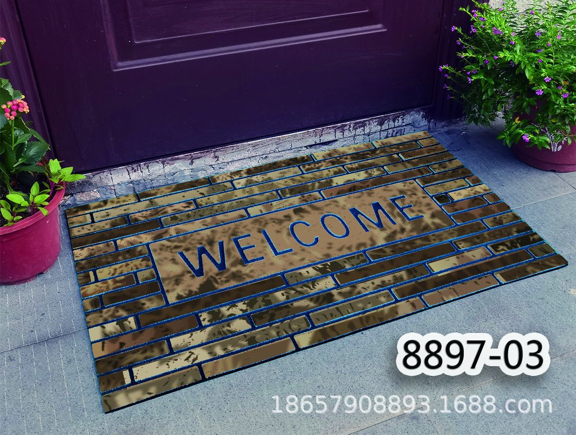 Cross-Border European and American Flocking Mat Rubber Floor Mat Door Mat Non-Slip Mat Factory Wholesale