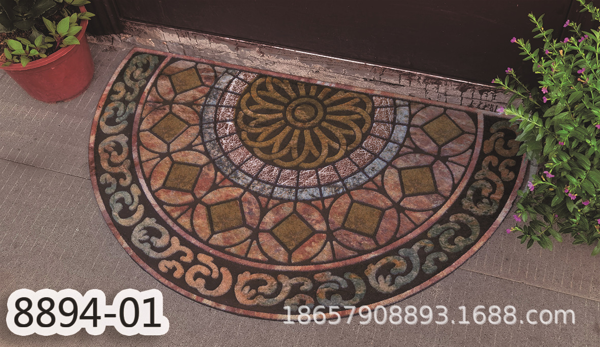 Cross-Border European and American Flocking Mat Rubber Floor Mat Door Mat Non-Slip Mat Factory Wholesale