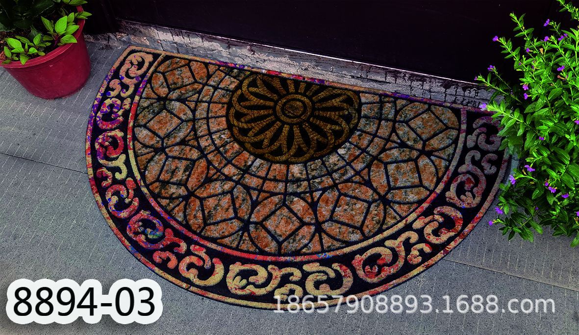 Cross-Border European and American Flocking Mat Rubber Floor Mat Door Mat Non-Slip Mat Factory Wholesale