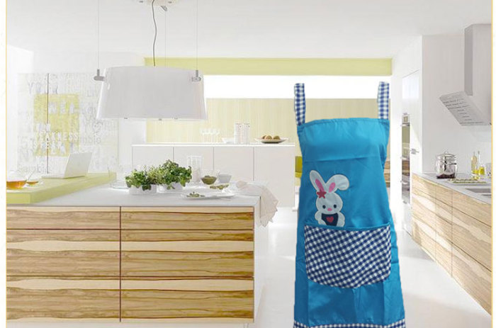 Korean edition fashion kitchen cartoon rabbit cute aprons with sleeves and anti-fouling checked apron apron Korean edition fashion kitchen cartoon rabbit cute aprons with sleeves and anti-fouling checked apron apron
