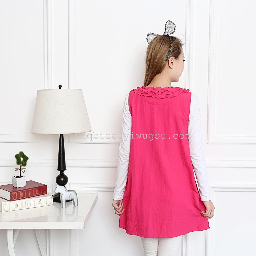 Korean checking decorative small doll, waterproof sleeveless apron sleeveless blouse