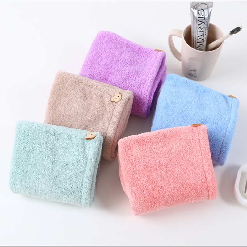 Coral Fleece Thickened Hair Drying Cap with Rabbit Tricorne Thick High Density Coral Fleece Long Cap Shower Cap