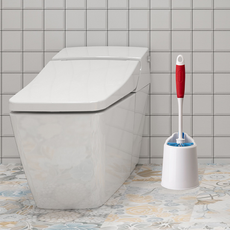 With a base toilet brush on both sides of the toilet corner to clean the long handle brush multi-functional brush head