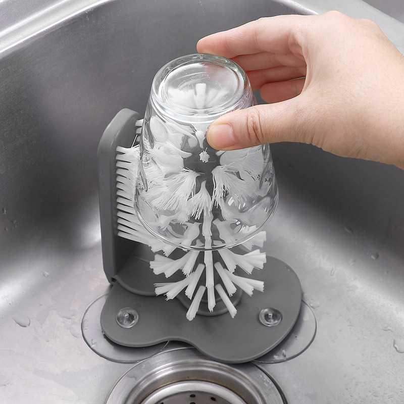 clean brush Artifact Milk Tea Shop Suction Wall Glass Cleaning Brush Household Kitchen Suction Cup Rotating Cup Brush