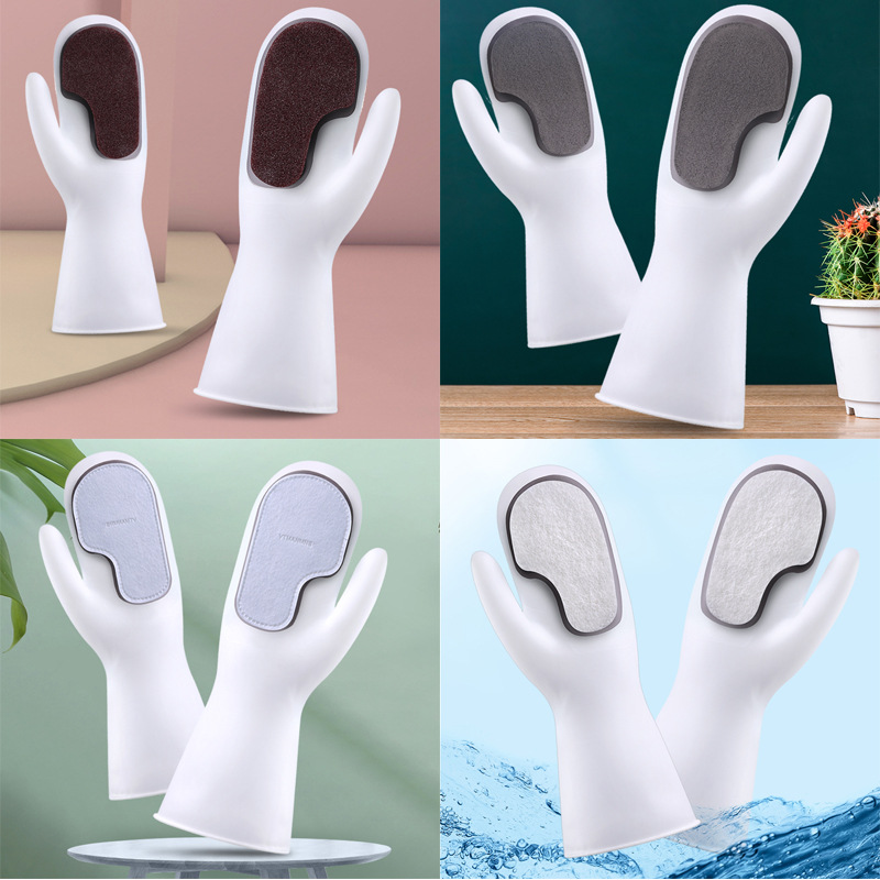 dishwashing gloves magic Brush cleaning nonslip kitchen as silicone dishwashing decontaminant white clean cloth