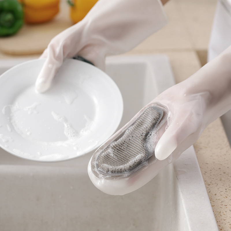 dishwashing gloves magic Brush cleaning nonslip kitchen as silicone dishwashing decontaminant white clean cloth