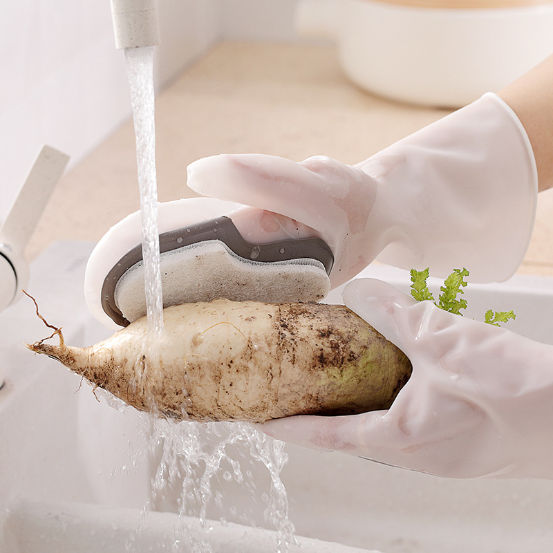 dishwashing gloves magic Brush cleaning nonslip kitchen as silicone dishwashing decontaminant white clean cloth