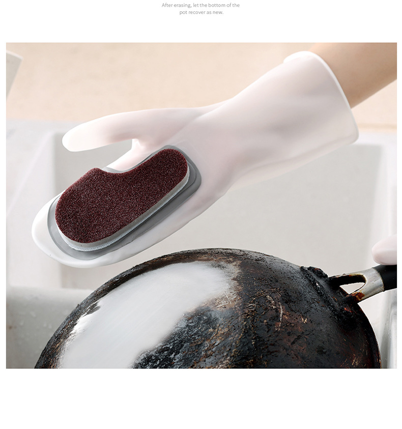dishwashing gloves magic Brush cleaning nonslip kitchen as silicone dishwashing decontaminant white clean cloth