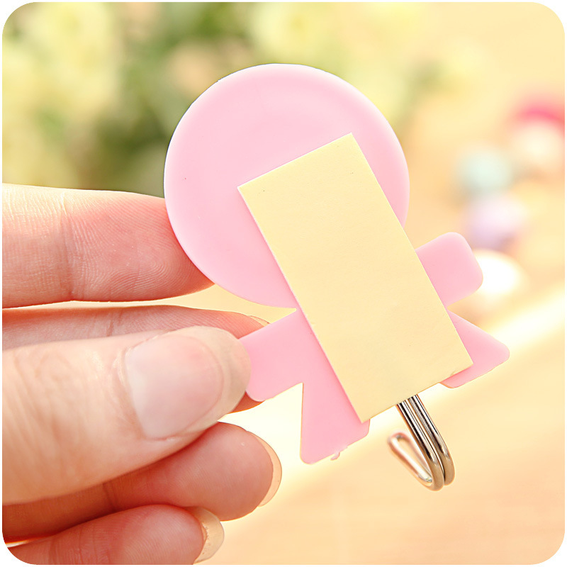 Kitchen Family of Three Creative Cute Hook Multi-Purpose Strong Wall Mounted Hoy Bathroom Towel Sticky Hook 3 Pack
