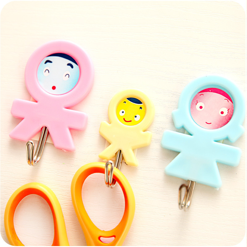 Kitchen Family of Three Creative Cute Hook Multi-Purpose Strong Wall Mounted Hoy Bathroom Towel Sticky Hook 3 Pack
