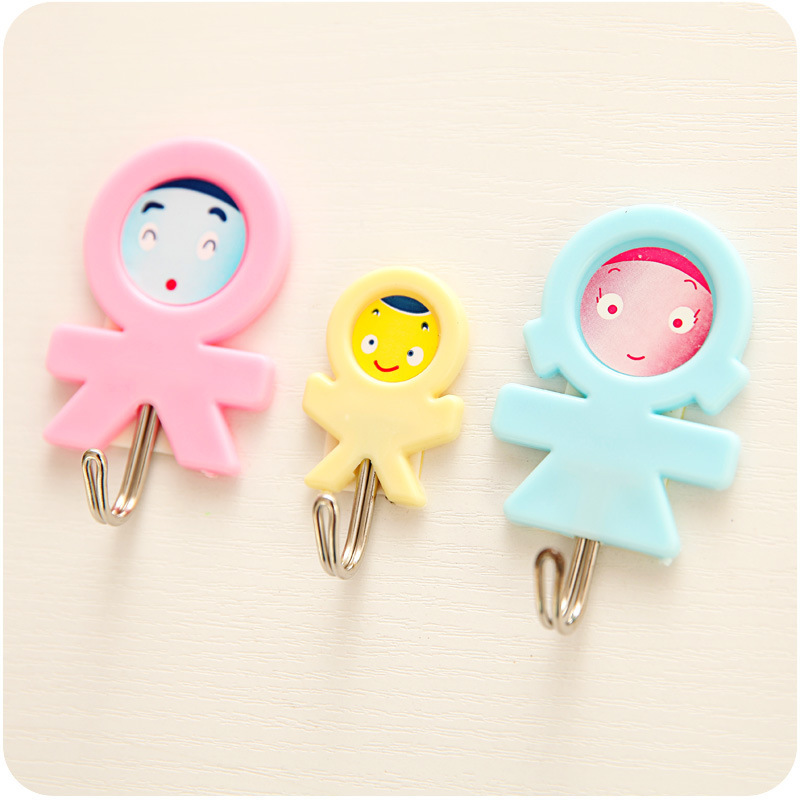 Kitchen Family of Three Creative Cute Hook Multi-Purpose Strong Wall Mounted Hoy Bathroom Towel Sticky Hook 3 Pack