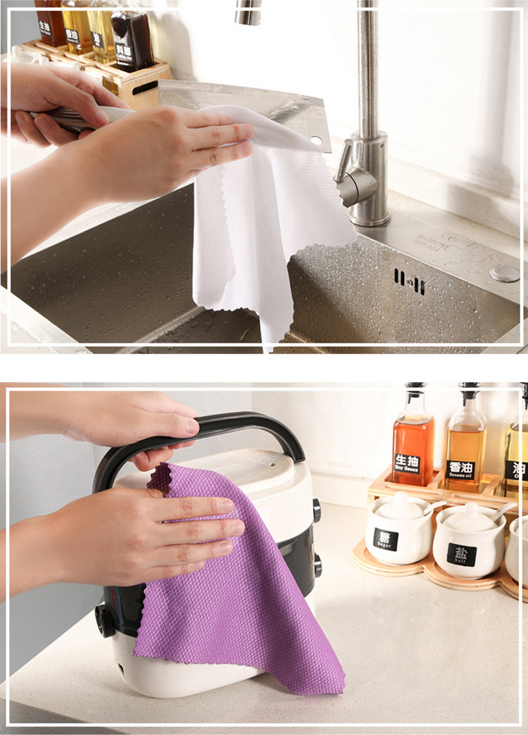 kitchen towel Dishwashing Towel Waterless Printing Household Cleaning Cloth Household Kitchenware Oil Removing Absorbent