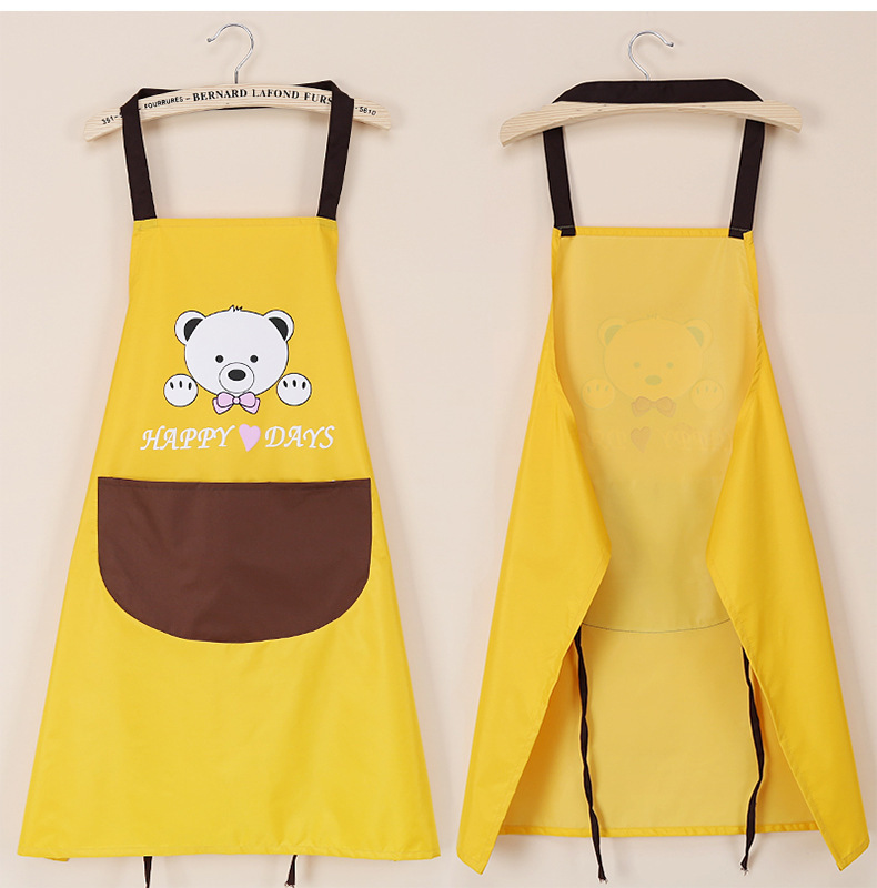 Kitchen Apron Waterproof Dirty Hand Cleaning Home Apron Korean Creative Cute Bear Halter Hand Towel Apron Wholesale