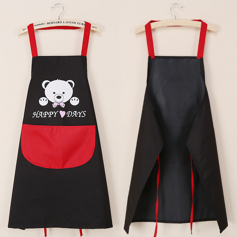 Kitchen Apron Waterproof Dirty Hand Cleaning Home Apron Korean Creative Cute Bear Halter Hand Towel Apron Wholesale