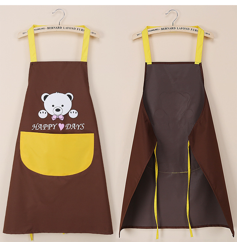 Kitchen Apron Waterproof Dirty Hand Cleaning Home Apron Korean Creative Cute Bear Halter Hand Towel Apron Wholesale