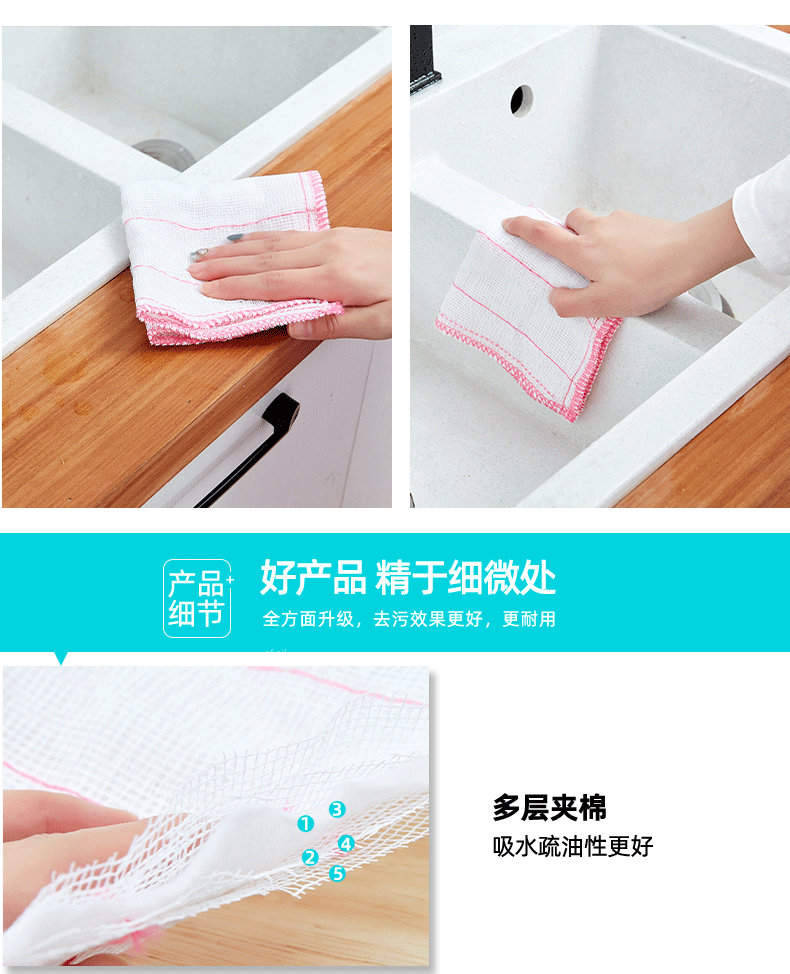 (Loss Promotion) Cotton Yarn Dishcloth Oil-Free Rag Kitchen Scouring Pad Dishes Cloth Lint-Free Bowl Towel