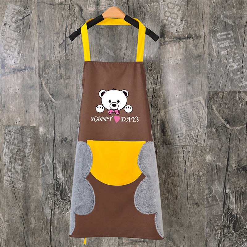 Kitchen Apron Waterproof Dirty Hand Cleaning Home Apron Custom Logo Cute Bear Halter Hand Towel Apron Wholesale
