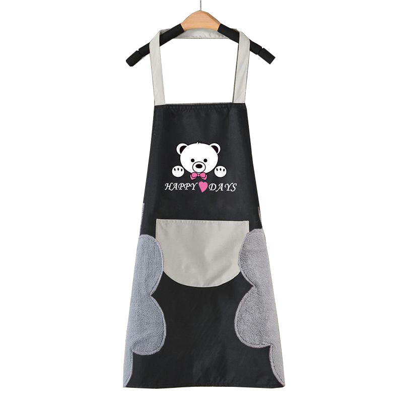 Kitchen Apron Waterproof Dirty Hand Cleaning Home Apron Custom Logo Cute Bear Halter Hand Towel Apron Wholesale