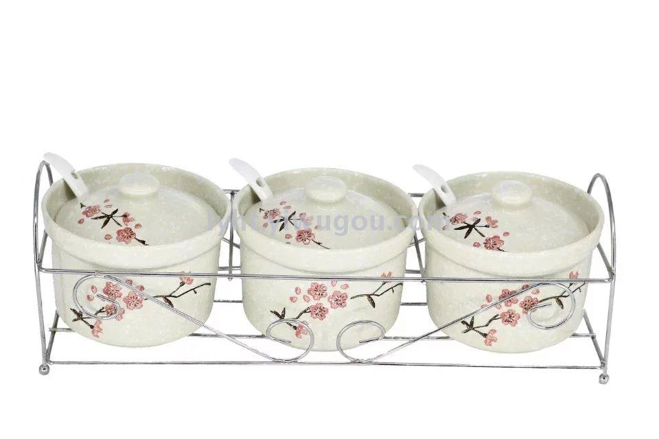 Jingdezhen ceramic seasoning pot seasoning bottle oil pot soy sauce pot salt pot sugar pot kitchen utensils