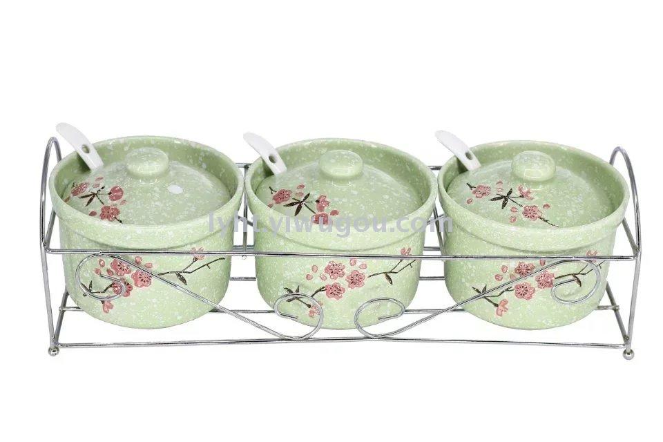Jingdezhen ceramic seasoning pot seasoning bottle oil pot soy sauce pot salt pot sugar pot kitchen utensils